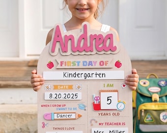Custom First Day Of School Sign, Last Day of School Sign, Custom Name Sign, Preschool Back To School Dry Erase Sign, 1st Day of School Board