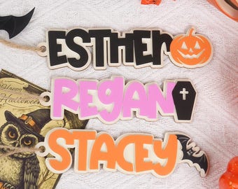Personalized Halloween Gift Tag,Trick or Treat Bag Tag,Ghost Pumpkin Tag,Boo Basket Name Tag,Halloween Treat Bag Name Tag,Gift for Kids