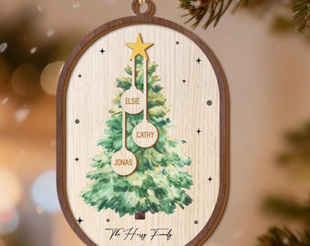 2025 Personalized 3D Ornament With Names, Family Christmas Ornament, Christmas Tree Ornament,Christmas Wooden Ornaments,Xmas Gift