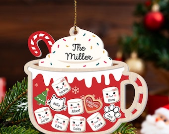 4D Shake Family Ornament With Pets, Custom Marshmallows Family Shaker Ornament, Family Ornament 2025, Family Keepsake, Family Christmas Gift