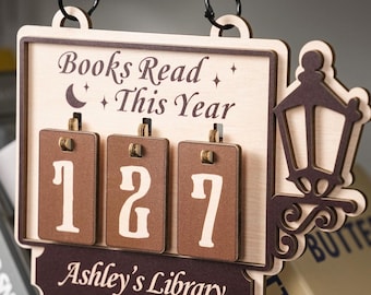 Personalized Books Read Tracker, Books Read This Year, Bookshelf Counter, Bookish Decor, Bookish Gift, Book Lovers Gift, Gift for Readers