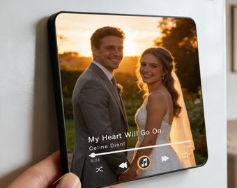 Music Gift Magnet, Custom Photo Keepsake, Unique Gift for boyfriend or girlfriend,Valentine’s Day Gift, Wedding Song Gift
