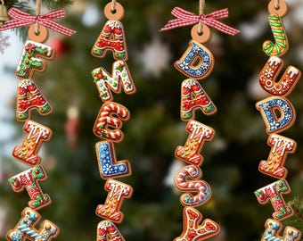 Custom Gingerbread Alphabet Ornament, Kids Name Ornament, Kids Christmas Gifts, Christmas Tag for Stockings, Christmas Ornaments for Family