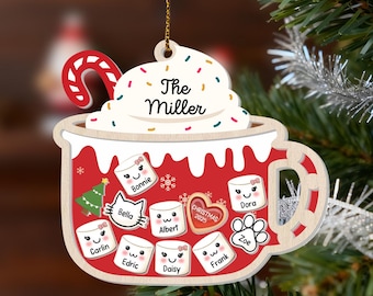 4D Shake Family Ornament With Pets, Custom Marshmallows Family Shaker Ornament, Family Ornament 2025, Family Keepsake, Family Christmas Gift