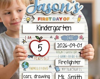 Custom First Day Of School Sign, Last Day of School Sign, Custom Name Sign, Preschool Back To School Dry Erase Sign, 1st Day of School Board