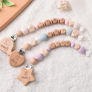Clip para chupete personalizado, soporte para chupete personalizado, clip para chupete de bebé, regalo para bebé niño o niña, regalo para baby shower, accesorios para recién nacidos que llegan a casa