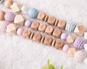 Personalized Named Pacifier Clip,Custom Newborn Soother Holder,Baby Shower Gift With Name,Baby Girl And Baby Boy Gift,Baby Binky Clip Gift