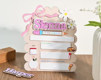 Personalized First Day School Sign, Back to School Sign, Kindergarten 1st Day of School Sign Reusable, Custom First Day School Sign