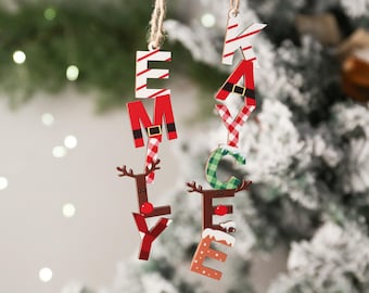 Personalized Christmas Name Letter Ornament 2025, Custom Christmas Tag, Christmas Gift, Stocking Tag, Family Letter Ornament, Kids Ornament