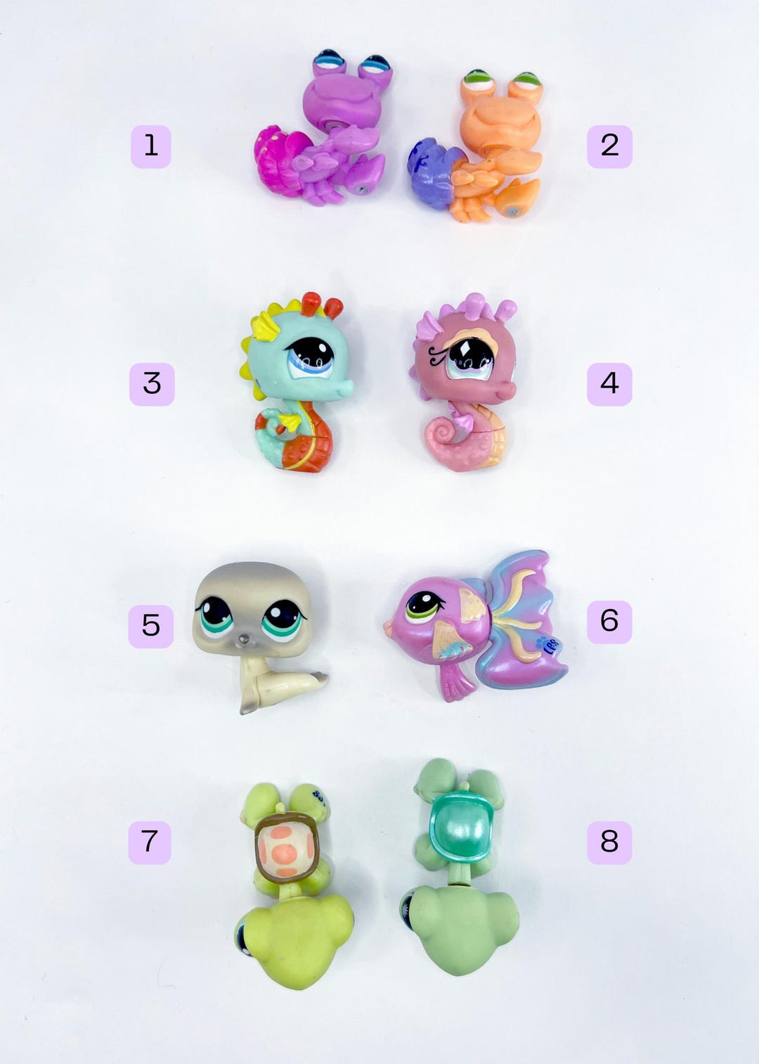 Authentic LPS Littlest Pet Shop Sea Animals Including Crab, Seahorse ...