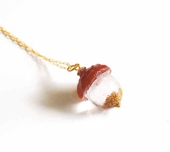 resin acorn necklace