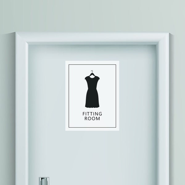 Women's Dressing Room Sign or Fitting Room Sign for Retail Store Signage in 8.5x11 and A4. Black and white. PDFs for Instant Download