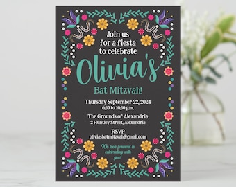 Mexican Fiesta Invitation at a Mexican Restaurant, for a Mexican Themed Rehearsal Dinner, Bat Mitzvah, Birthday Party or Quinceanera Party