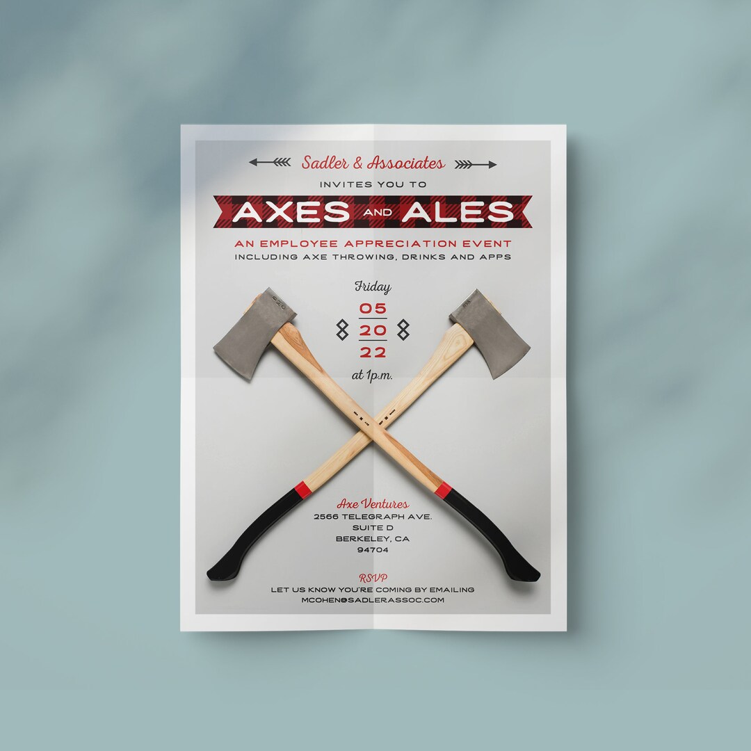 Axe Throwing Party Invitation, Axe Throwing Event Flier, Axes Throwing
