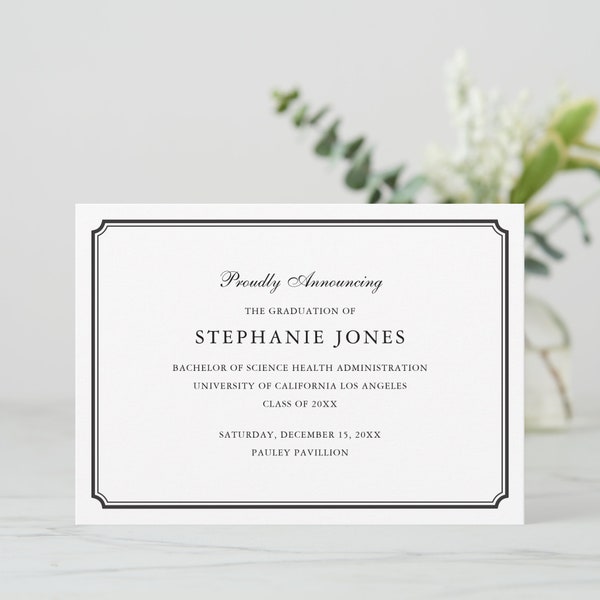 Formal Graduation Invitation, Traditional Graduation Announcement, High School Graduation Ceremony Invitation, Party FREE PERSONALIZATION