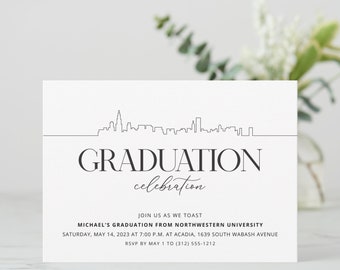 Chicago Graduation Invitation, University of Illinois Graduation Invitation, Northwestern Graduation Invitation FREE PERSONALIZATION