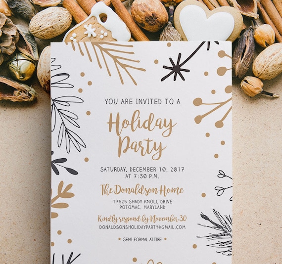Christmas Party Invitation Holiday Party Invitation Company | Etsy