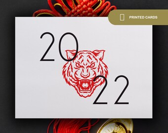 The Year of the Tiger 2022 Cards, Lunar New Years Greeting Cards or Chinese New Year Cards, Printed Cards With Envelopes FREE SHIPPING