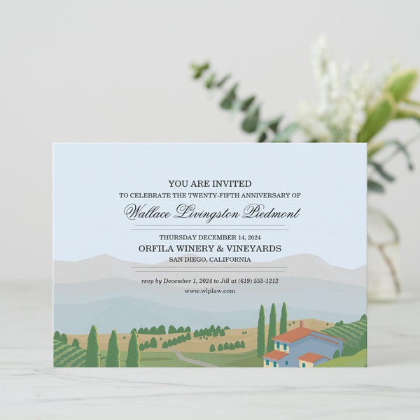 Wine Tasting Invitation for Winery Event available Printable or Printed and perfect for a Company Event in Napa, Sonoma or other Vineyard