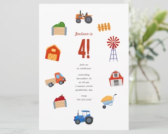Tractor Birthday Invitation | Farm Birthday Invitation | Digital File for Printing at Home, Emailing or Texting FREE PERSONALIZATION