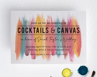 Painting Party Invitation Printable, Art Party Invite Card, Cocktails and Canvas Invitation PDF, Paint and Sip Invite SVG, Paint Fundraiser