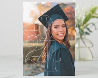 2024 Grad Party Invitation with Picture, Photo Graduation Announcement, Personalized With School Colors PRINTABLE INVITATION Digital File