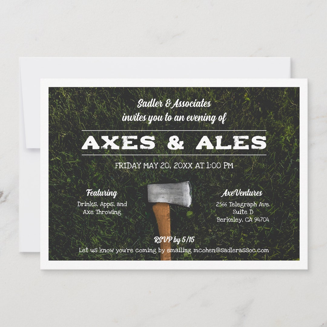 Axe Throwing Birthday Party Invitation Axe Throwing Company Etsy