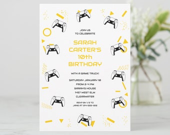 Video Game Birthday Invitation, Gamer Invitation, 10th Birthday, Gaming Theme, Gaming Event for Print, Email or Text FREE PERSONALIZATION