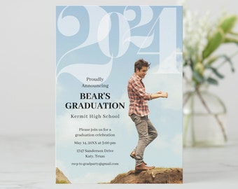 2024 Photo Graduation Announcement, Graduation Party Invitation, High School Grad, College Graduation, Celebration FREE PERSONALIZATION