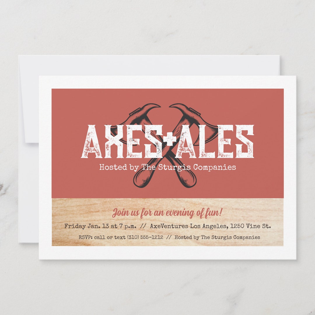 Axe Throwing Party Invitation, Axe Throwing Birthday Party Invite, Axe