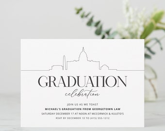 Washington DC Graduation Party Invitation, Graduation Invitation, Graduation Dinner, College Graduation, High School FREE PERSONALIZATION