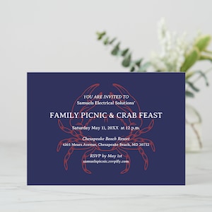 Red and Blue Crab Feast Party Invitation, Crab Feed Company Picnic Invitation, Crab Dinner, Crab Theme, Maryland FREE PERSONALIZATION