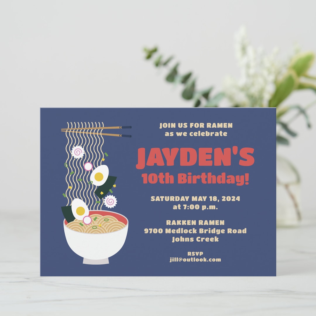 Ramen Noodle Birthday Party Invitation, Ramen Party, Ramen Restaurant