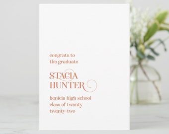 Simple Graduation Announcement, No Photo Grad Announcement, Simple Graduation Invitation, Rust Graduation Party Invitation, Grad Invite