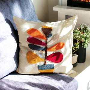 LİMMO2 SQUARE, Punch Pillow , Hand MADE Punch Needle Pillow Cover, Psychedelic Green Punch Pillow, Handmade Unique Embroidered Cushion Cover