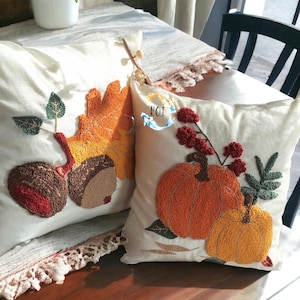 AUTUMN punch, Punch Needle Pillow Cover, Handmade Home Decor, Pillowcase, Funny Pillow Covers, Housewarming Gifts, Unique Cushion Cover, 2