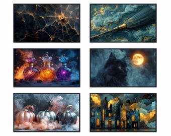 Halloween TV Screen Art: 6 Spooky Digital Wall Decor (Digital Download)