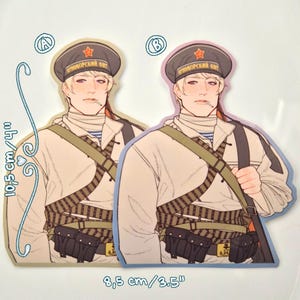 Historische Hetalia (APH/HWS) 3,35" – 4", glanzend, glitter, waterbestendig, vinylstickers