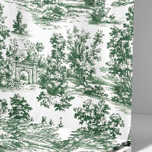 Vintage Green French Toile De Jouy Fabric by the Yard, Green Toile De Jouy, Toile Fabric for Upholstery, Pillow Covers, Couch Covering