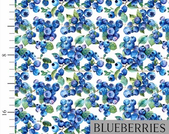Blueberry Fabric | Premium Cotton Quilt Fabric | Spring Fruit Quilting Cotton | Made in the USA | American Fabric Prints | Blueberry Quilt