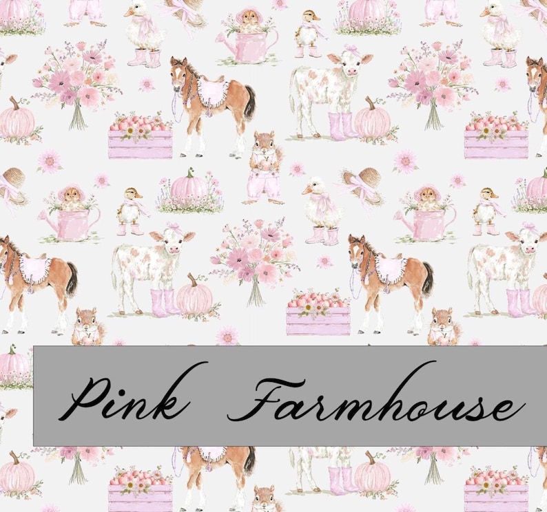 Pink Farm Pattern Pink Farmhouse Fabric | Premium Cotton Quilt Fabric | Pink Rustic ...