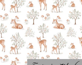 Fawn Cotton Fabric | Premium Cotton Quilt Fabric | Baby Deer Pattern | Made in the USA | American Fabric Prints | Fawn in the Woods