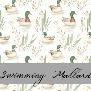 Swimming Mallard Duck Pattern on Premium Cotton Fabric. Shop now at American Fabric Prints.