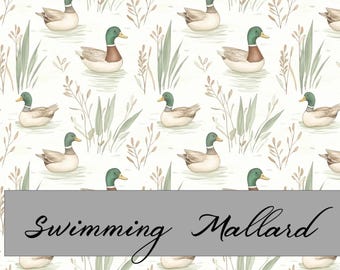 Mallard Duck on Water | Cotton Quilt Fabric | Swimming Mallard Duck on Quilt Cotton | Made in the USA | American Fabric Prints