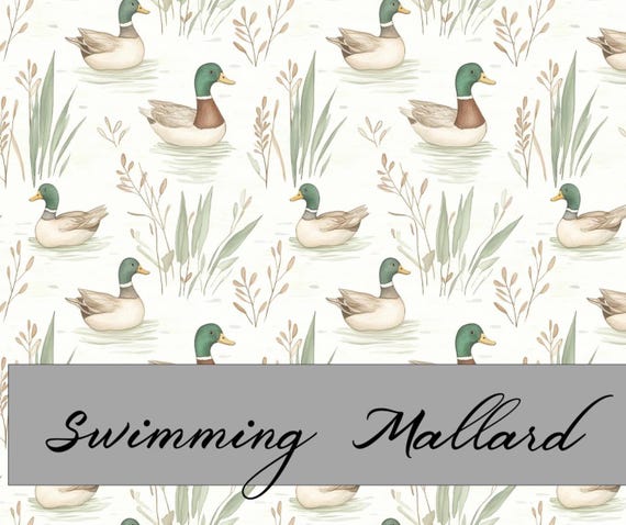 Mallard Duck on Water | Cotton Quilt Fabric | Swimming Mallard Duck on Quilt Cotton | Made in the USA | American Fabric Prints