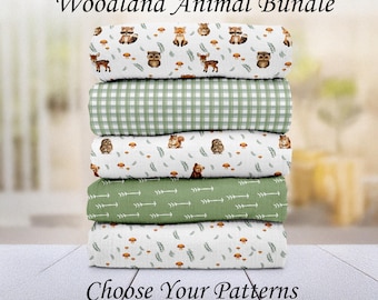 Woodland Animals Fabric | Sage Green | Gender Neutral Quilt Fabric | Forest Animals | Nursery Fabric | Baby Fabric | Cotton Fabric |
