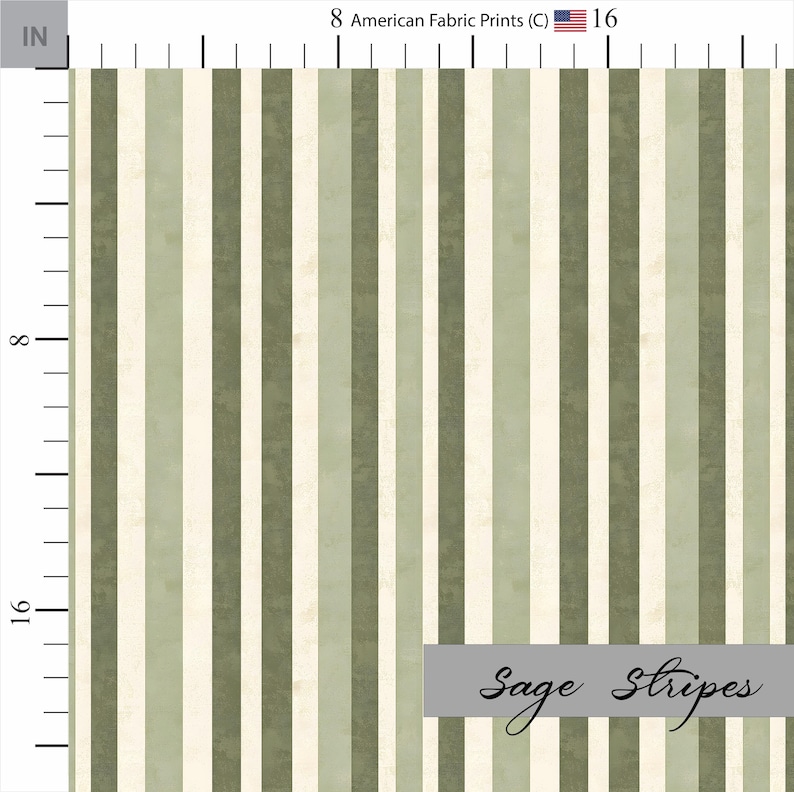 Striped fabric with different shades of green. Made in the USA. Shop now at American Fabric Prints.