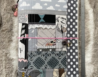 BIG BOY oversize mixed media art journal | fabric fauxdori cover | custom artisan traveler notebook | ooak handmade refillable scrapbook B5