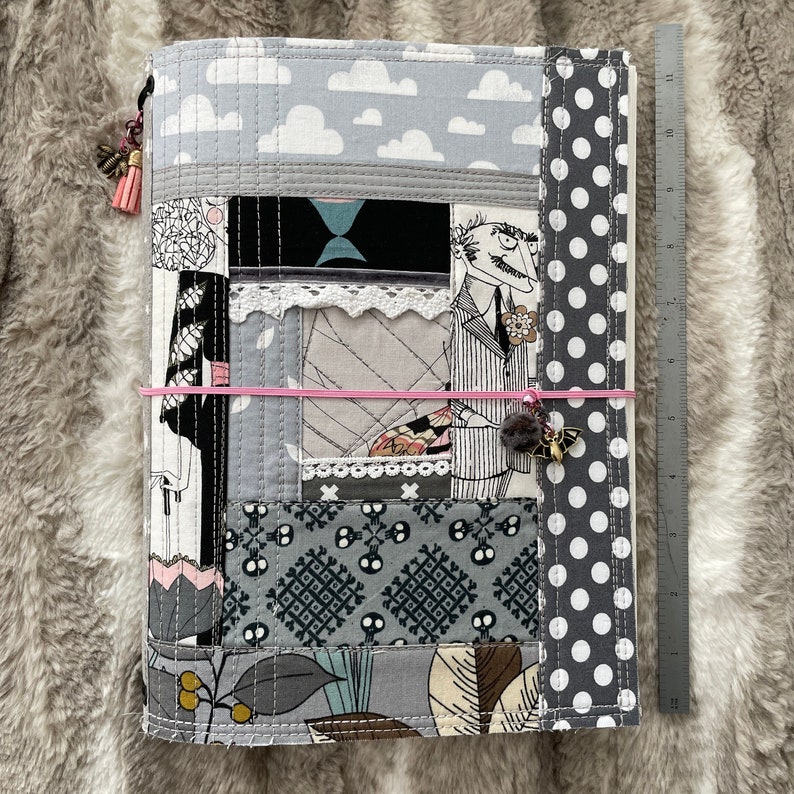 BIG BOY oversize mixed media art journal fabric fauxdori cover custom artisan traveler notebook ooak handmade refillable scrapbook B5 image 1