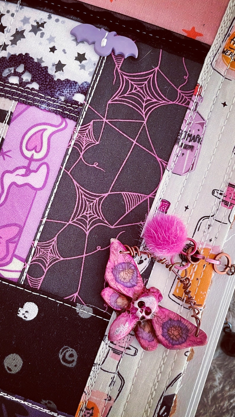 Inktober / Halloween Refillable Art Journal With Quilted Fabric Cover